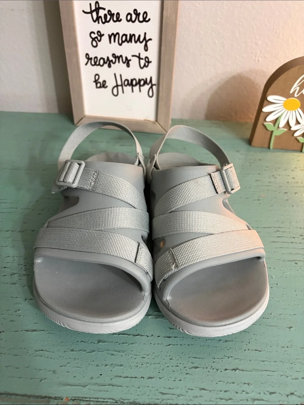 Chaco Light Gray Strappy Kids Sandals